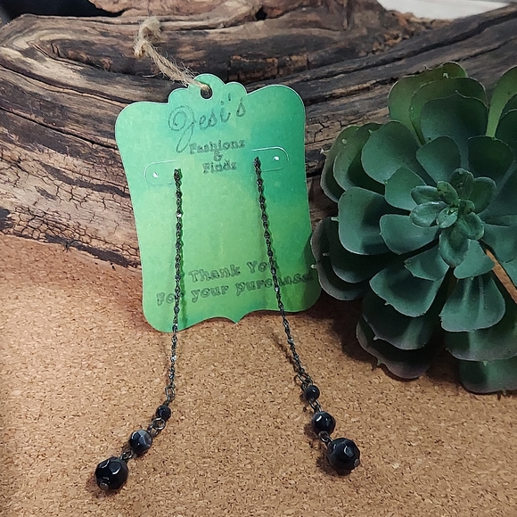 E346 Minimalist Faceted Bead Drop Earrings - Picture 2 of 14